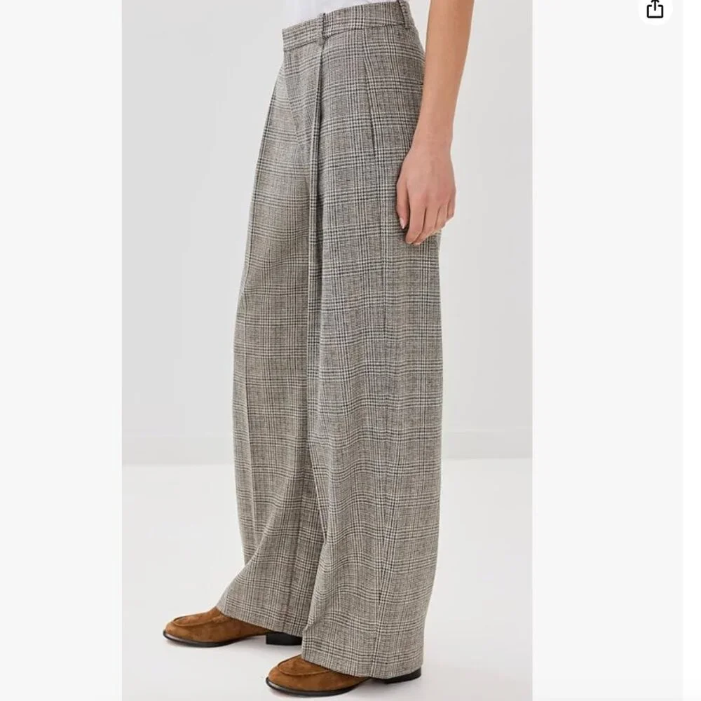 Vince plaid Italian wool-blend high rise trouser (10, heritage grey) - Picture 1 of 12